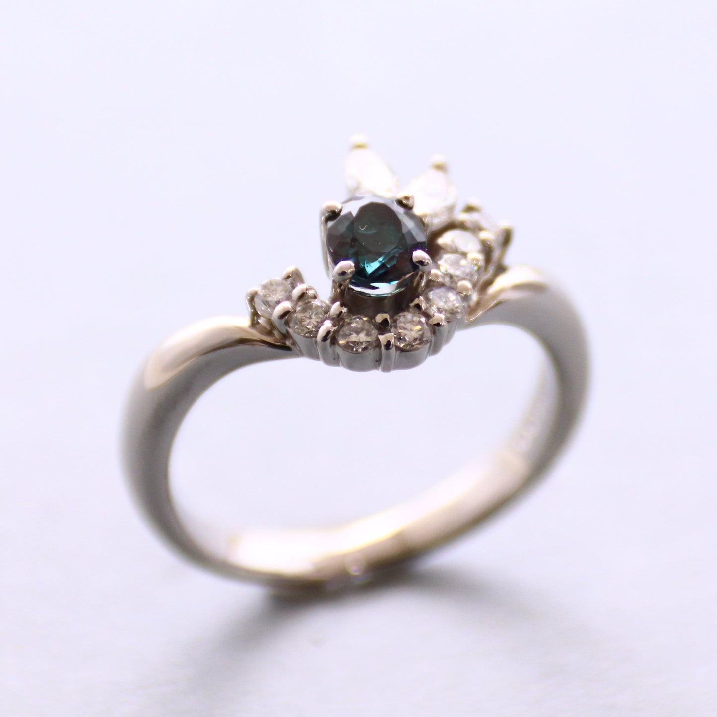 アレキサンドライト 0.465ct プラチナ ダイヤリング
