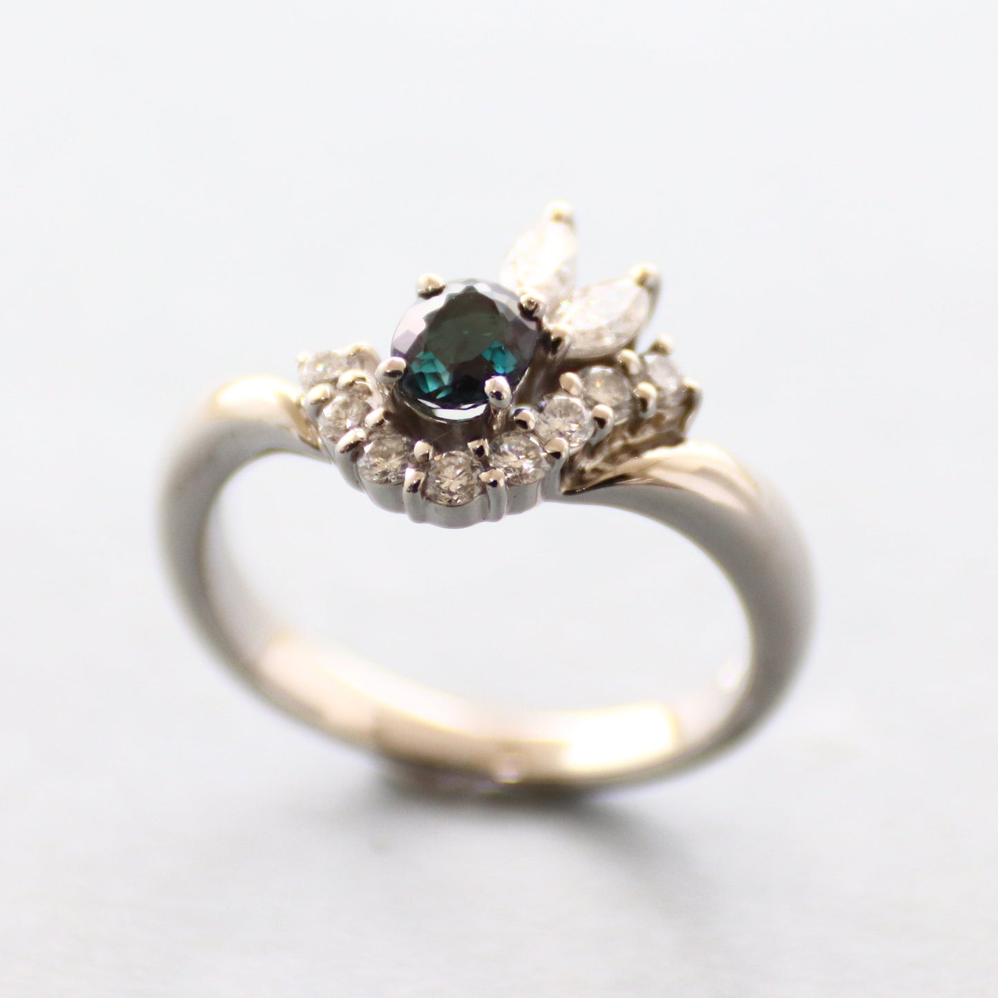 アレキサンドライト 0.465ct プラチナ ダイヤリング