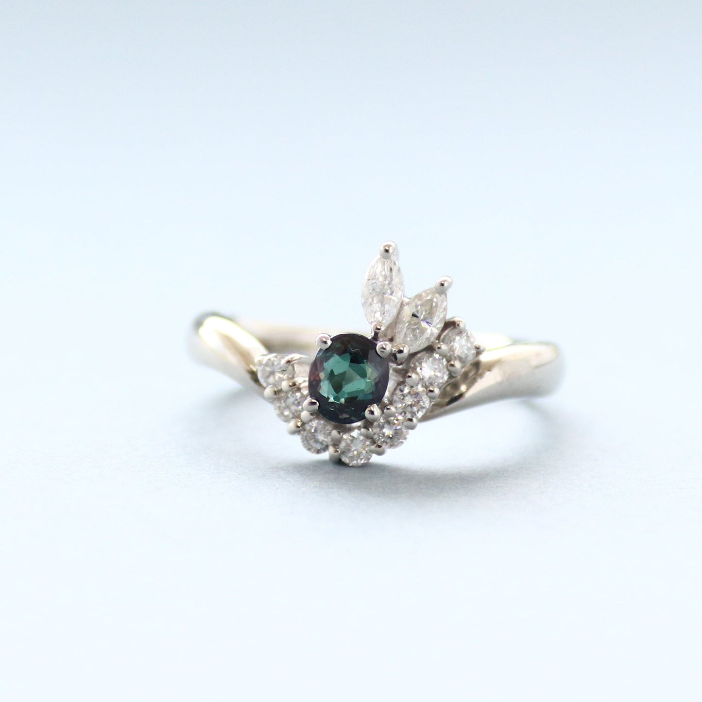 アレキサンドライト 0.465ct プラチナ ダイヤリング