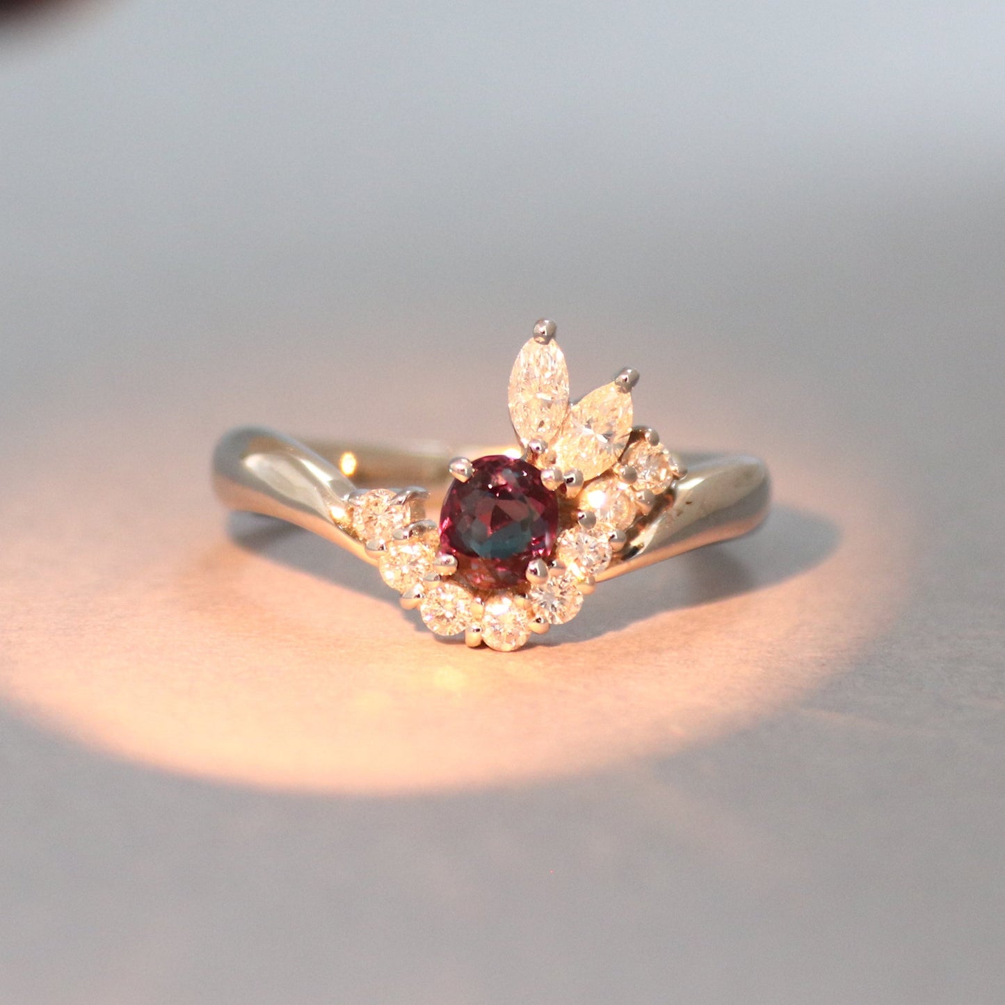 アレキサンドライト 0.465ct プラチナ ダイヤリング