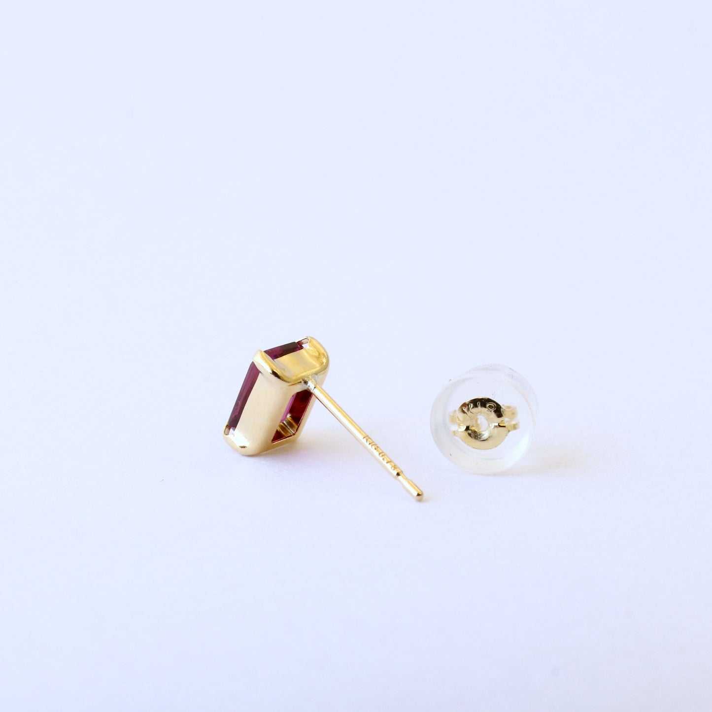 18金 色石ピアス シンプル スクエア 天然石 誕生石 選べるカラーストーン