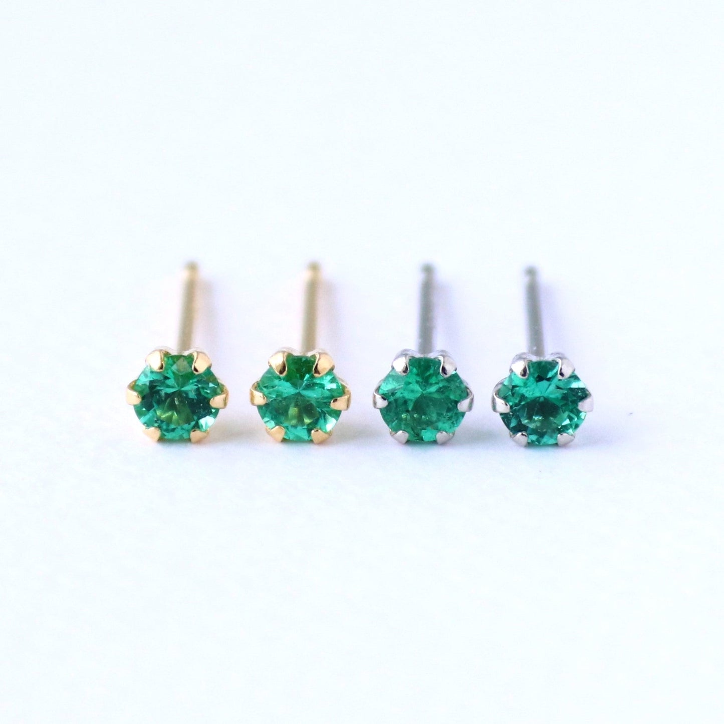 エメラルド 一粒ピアス 18金/プラチナ 送料無料 5月誕生石 プレゼントにも