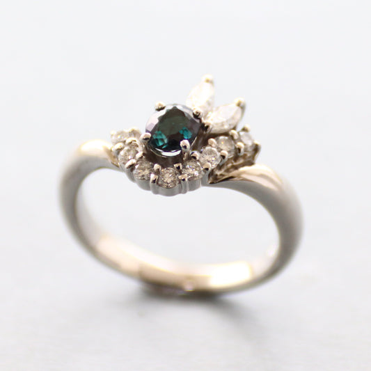 アレキサンドライト 0.465ct プラチナ ダイヤリング